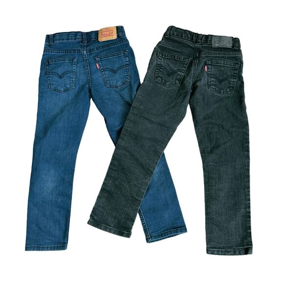 2 Pair Levi’s Jeans 511 Slim Kids Size 7 Black Blue - Picture 1 of 12